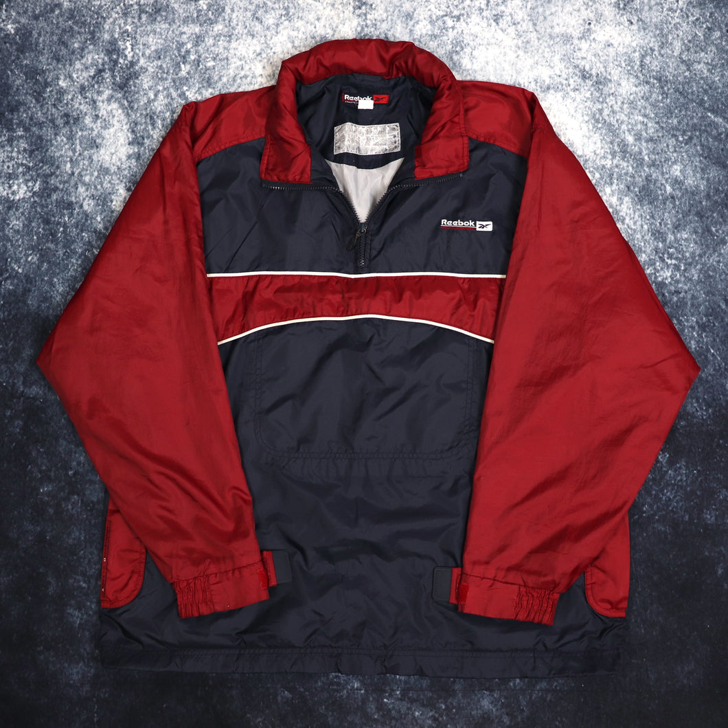 Vintage Navy & Red Reebok 1/4 Zip Windbreaker Jacket | 3XL