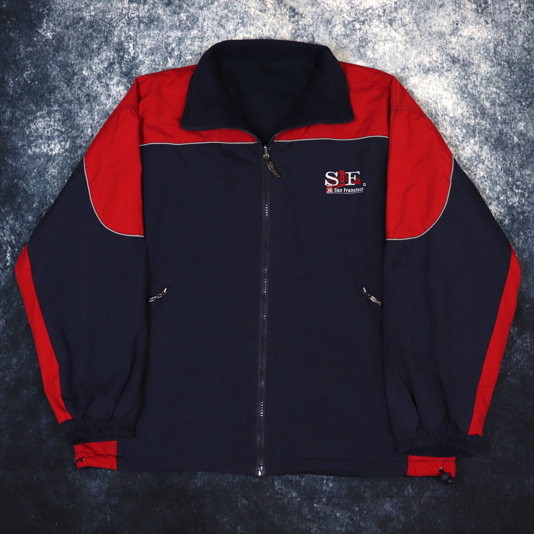 Vintage Navy & Red San Francisco Reversible Fleece Jacket | 4XL