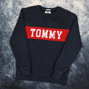 Vintage Navy & Red Tommy Hilfiger Spell Out Sweatshirt | Small