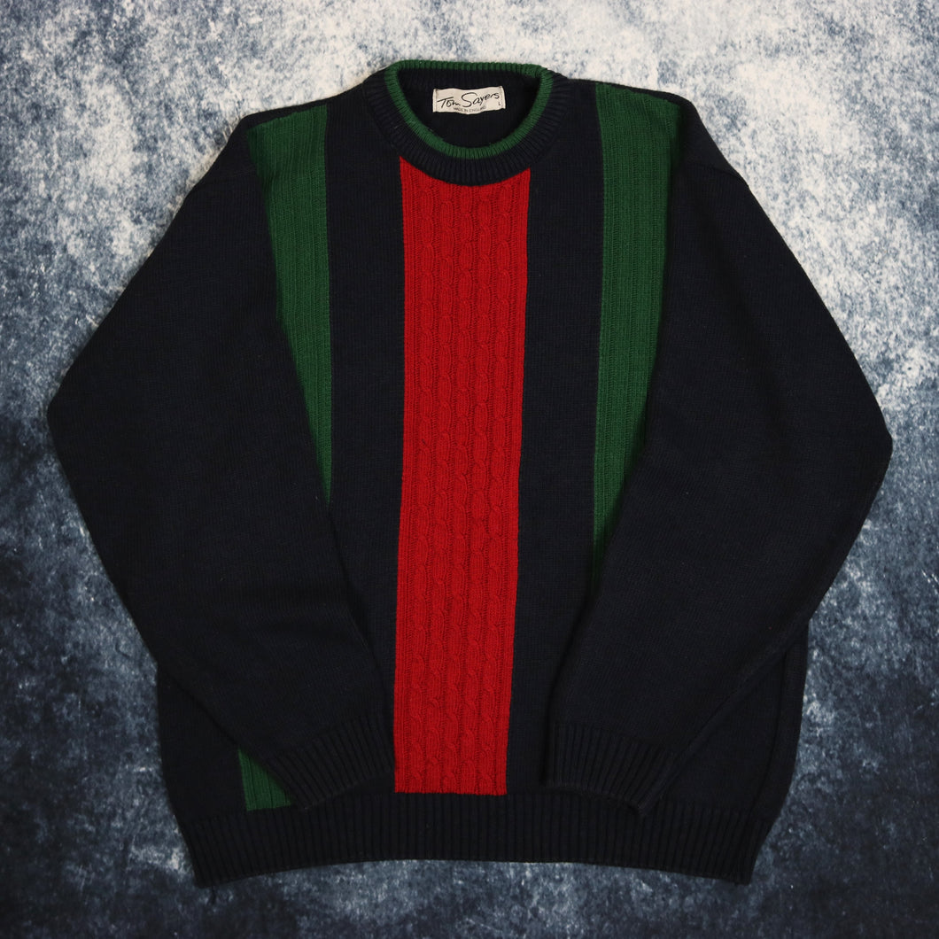 Vintage Navy, Red & Green Colour Block Jumper