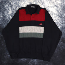 Load image into Gallery viewer, Vintage Navy, Red, Grey &amp; Teal Colour Block Collared Sweatshirt | XL
