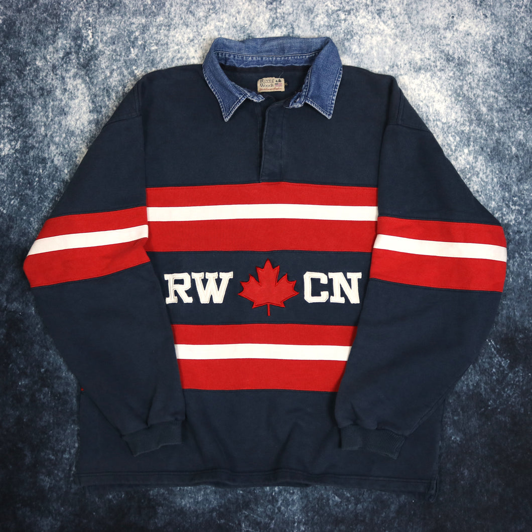 Vintage Navy, Red & White Canada Collared Sweatshirt