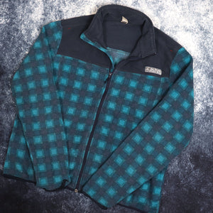 Vintage Navy & Teal Checkered Fleece Jacket | Large