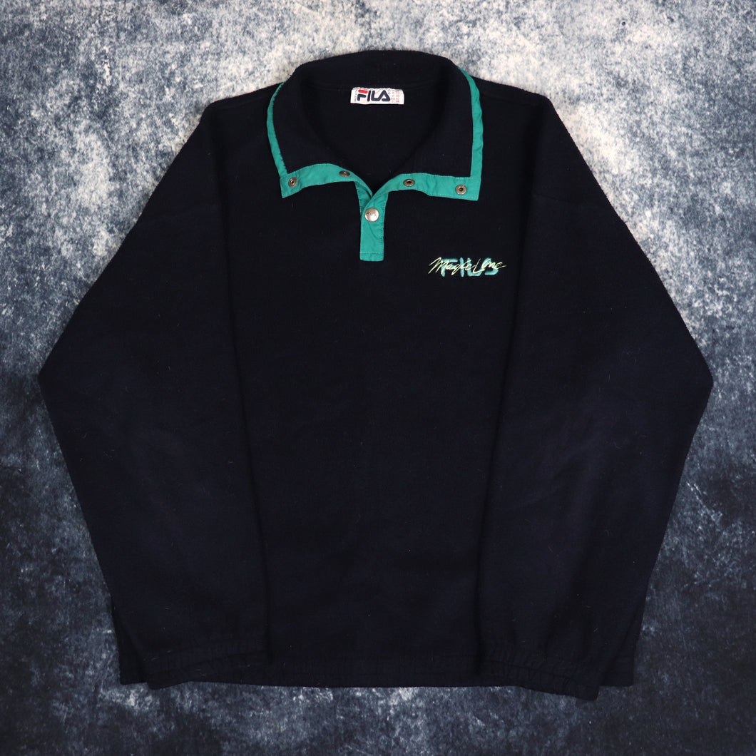 Vintage Navy & Teal Fila Magic Line Fleece | XL