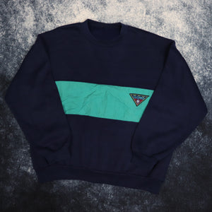 Vintage 90's Navy & Teal Pro Techno Sweatshirt | Small