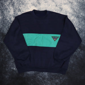 Vintage 90's Navy & Teal Pro Techno Sweatshirt | Small