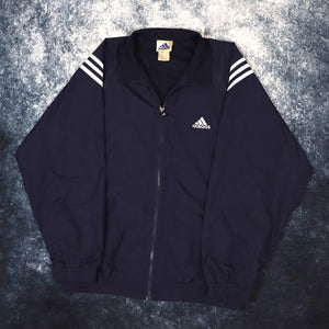 Vintage Navy & White Adidas Windbreaker Jacket | Large