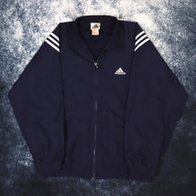 Load image into Gallery viewer, Vintage Navy &amp; White Adidas Windbreaker Jacket | Large
