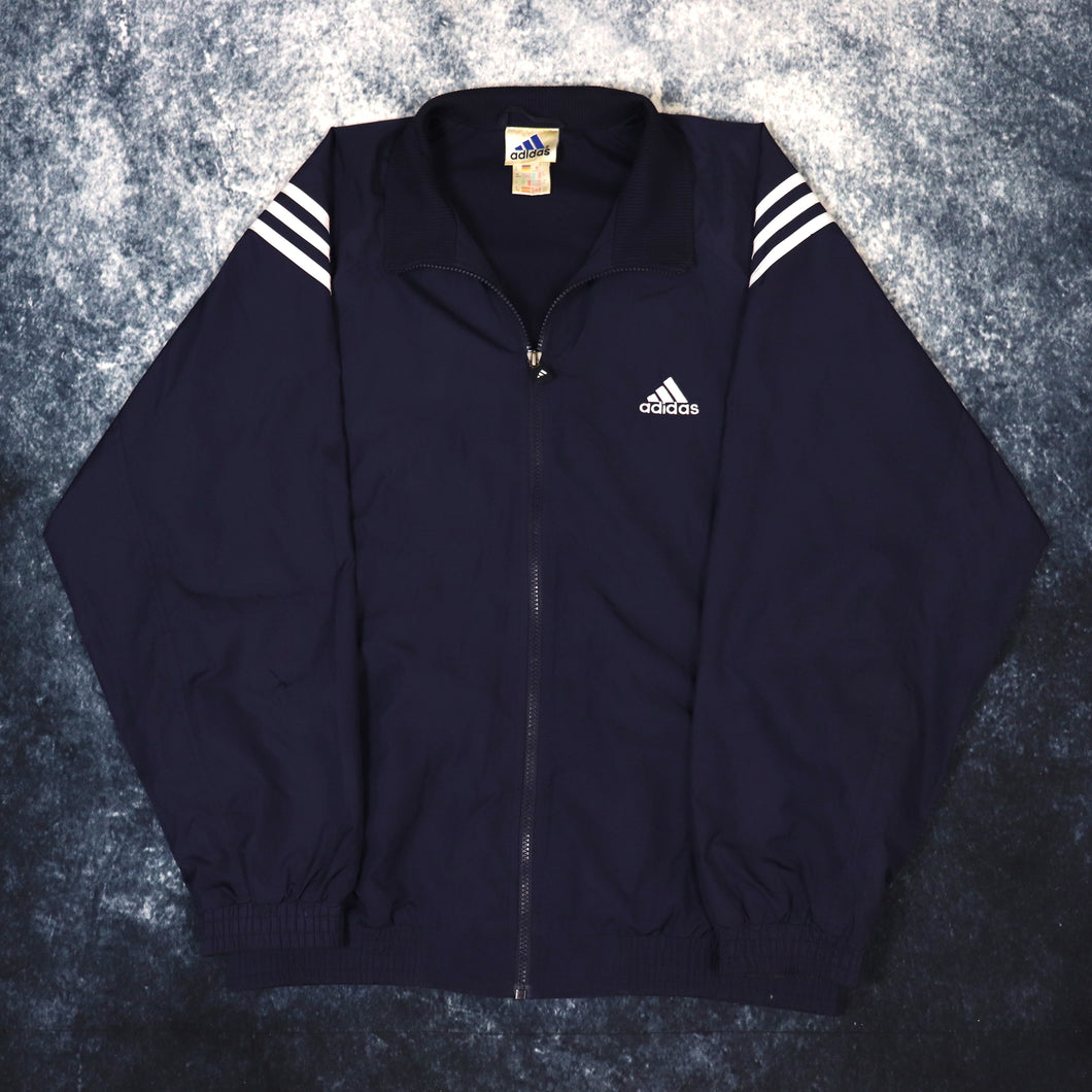 Vintage Navy & White Adidas Windbreaker Jacket | Large