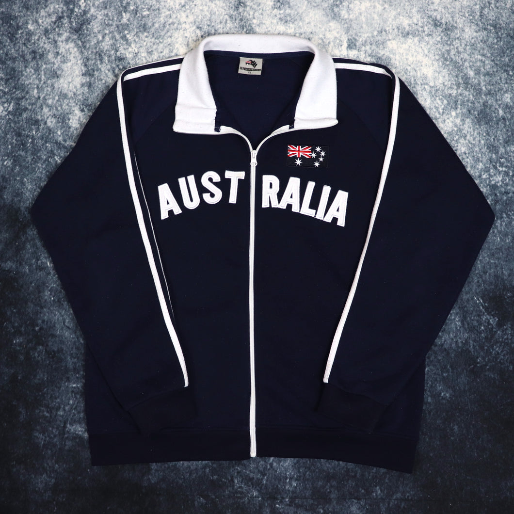 Vintage Navy & White Australia Zip Up Sweatshirt | Large