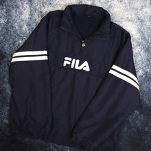 Load image into Gallery viewer, Vintage Navy &amp; White Fila 1/4 Zip Fleece Lined Jacket | Large
