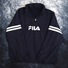 Load image into Gallery viewer, Vintage Navy &amp; White Fila 1/4 Zip Fleece Lined Jacket | Large
