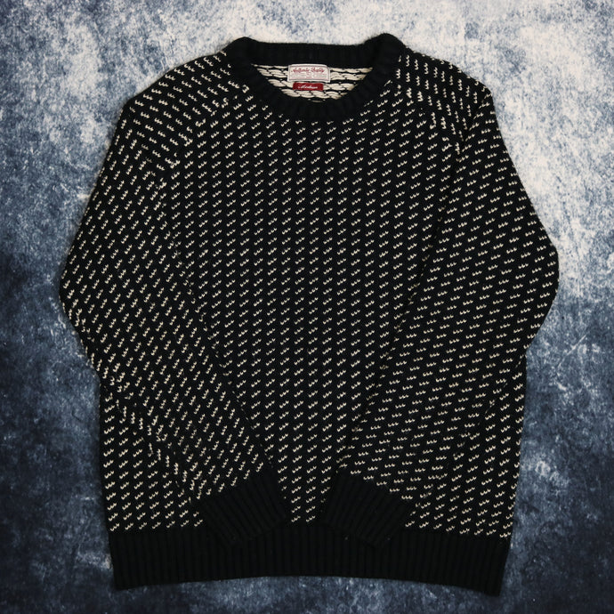 Vintage Navy & White Grandad Jumper