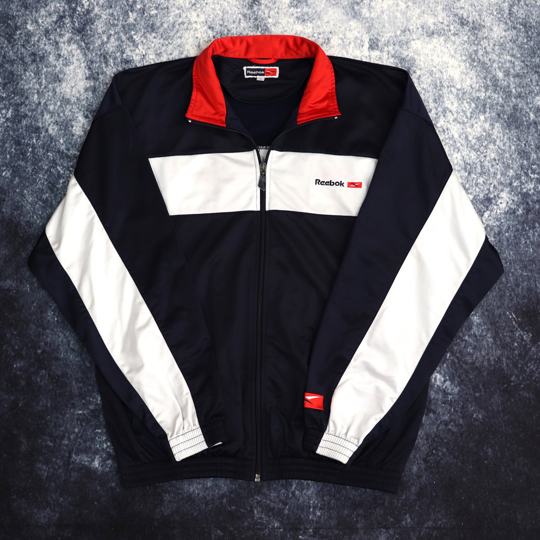 Vintage Navy & White Reebok Track Jacket | Small