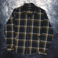 Load image into Gallery viewer, Vintage Style Navy, White &amp; Gold Plaid Flannel Jacket | XL
