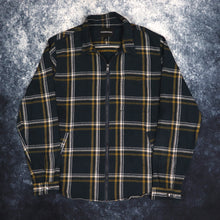 Load image into Gallery viewer, Vintage Style Navy, White &amp; Gold Plaid Flannel Jacket | XL
