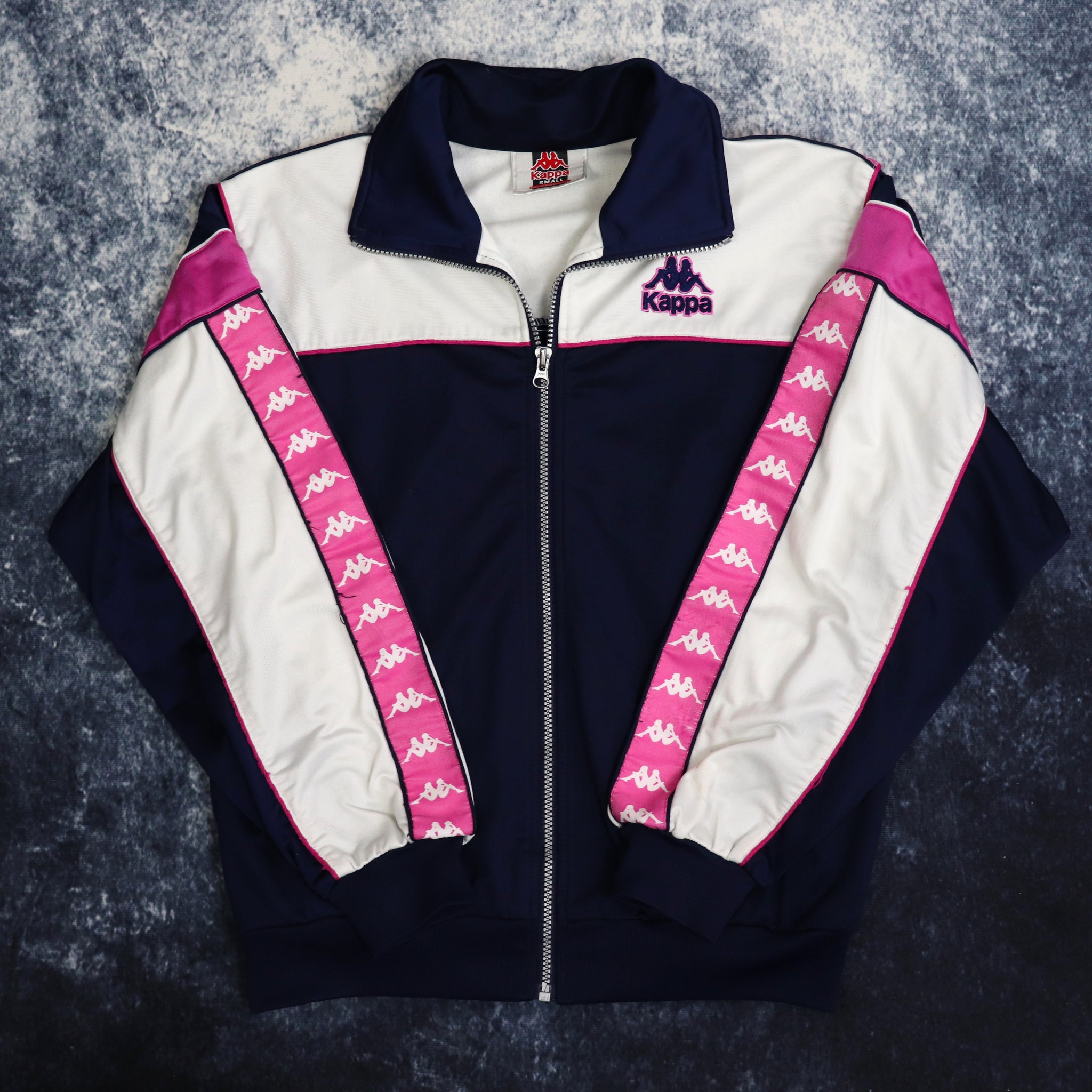 Vintage 90 s Navy White Pink Kappa Track Jacket Small