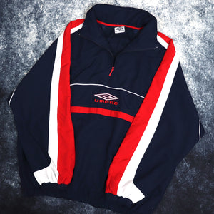 Vintage Navy, White & Red Umbro 1/4 Zip Windbreaker Jacket | XXL
