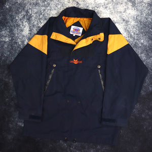 Vintage 90s Navy & Yellow Cat Man Doo 1/4 Zip Jacket | XL