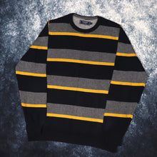 Load image into Gallery viewer, Vintage Navy, Yellow &amp; Grey Striped Jumper | Medium
