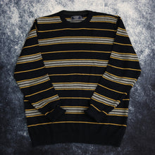 Load image into Gallery viewer, Vintage Navy, Yellow &amp; Grey Striped Jumper
