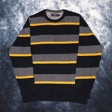 Load image into Gallery viewer, Vintage Navy, Yellow &amp; Grey Striped Jumper | Medium
