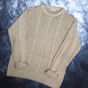 Vintage Oatmeal Cable Knit Style Jumper | Medium