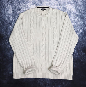 Vintage Oatmeal Cable Knit Style Jumper | Large