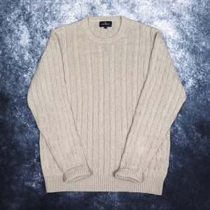 Vintage Oatmeal Cable Knit Style Jumper | Large
