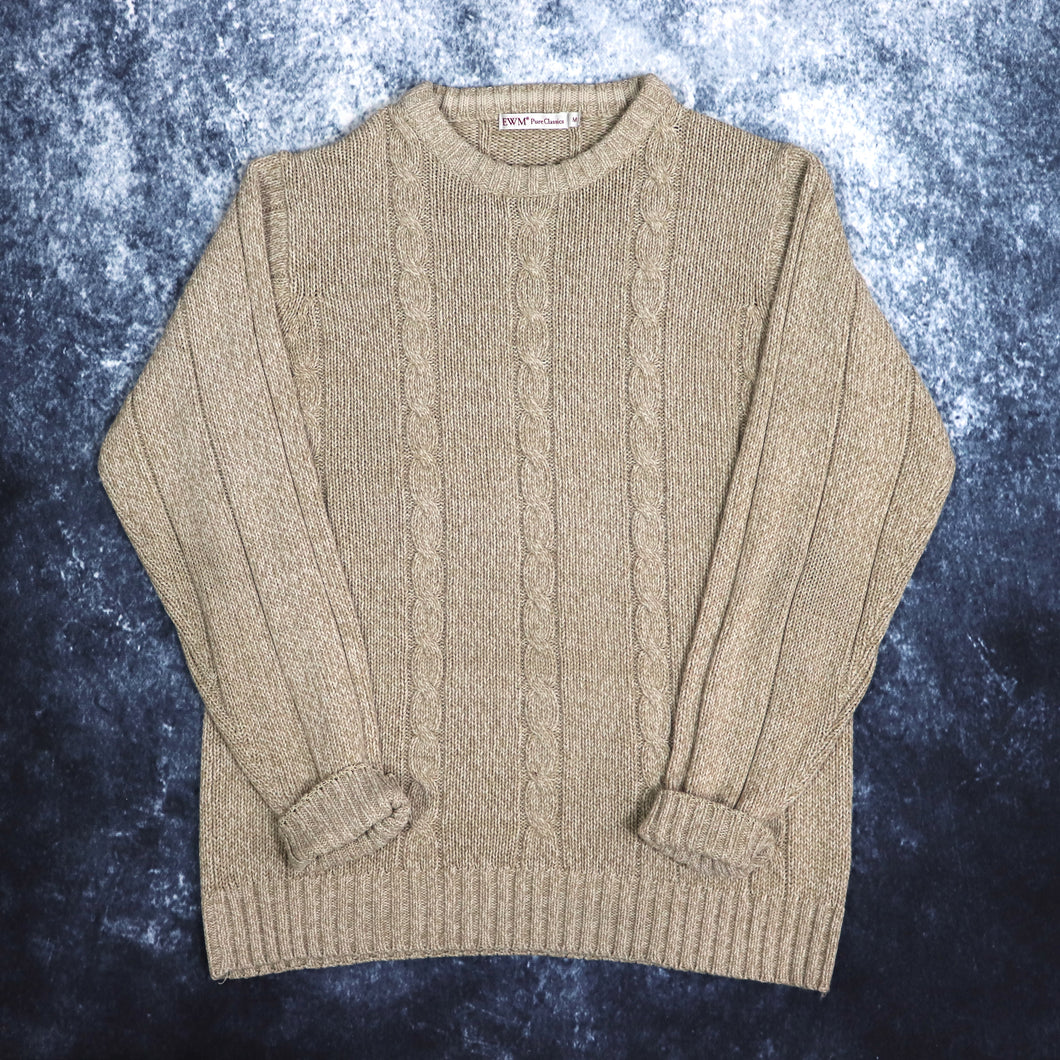 Vintage Oatmeal Cable Knit Style Jumper | Medium