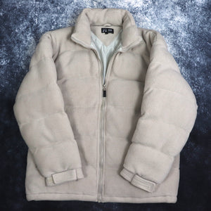 Vintage Oatmeal Fleece Puffer Jacket | 3XL