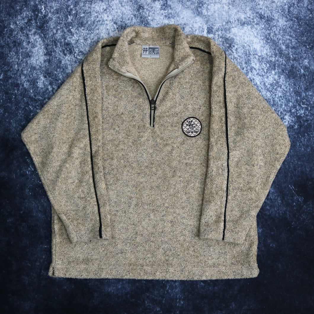 Vintage Oatmeal Gelate 1/4 Zip Fleece Sweatshirt