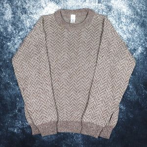 Vintage 90s Oatmeal Grandad Jumper | Small