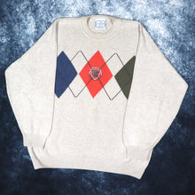 Load image into Gallery viewer, Vintage Oatmeal The Sweater Shop Argyle Jumper | XL
