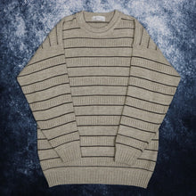Load image into Gallery viewer, Vintage Oatmeal &amp; Brown Striped St Michael Jumper
