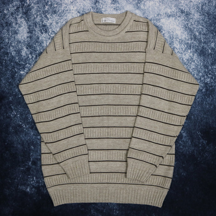 Vintage Oatmeal & Brown Striped St Michael Jumper
