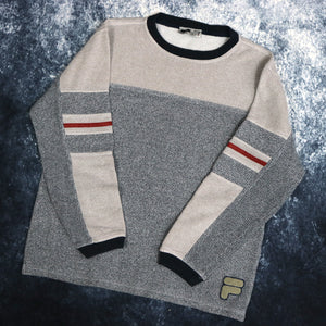 Vintage Oatmeal & Grey Fila Jumper | Small