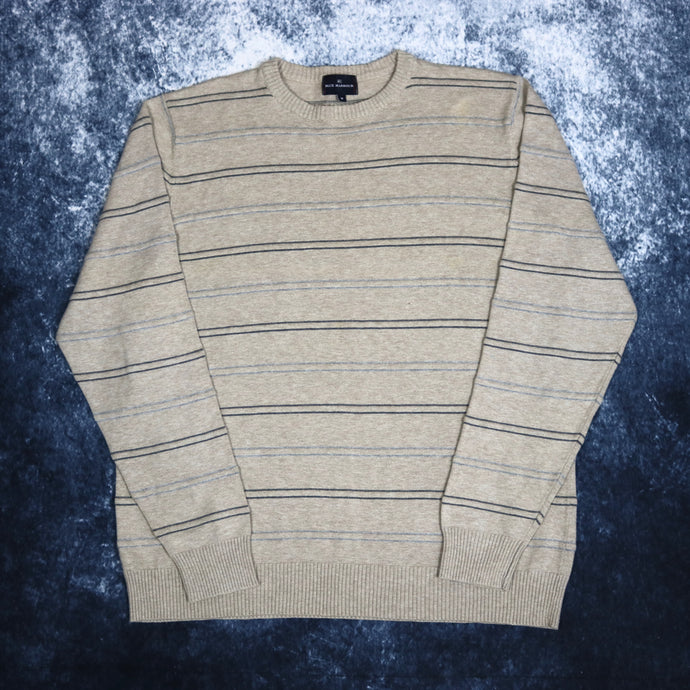 Vintage Oatmeal & Grey Striped Jumper