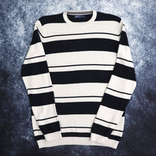 Load image into Gallery viewer, Vintage Off White &amp; Navy Striped Jumper | XL
