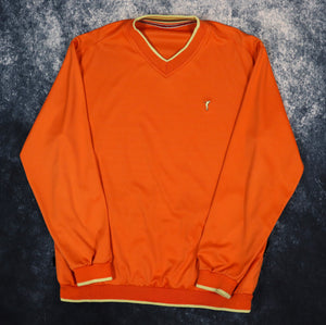 Vintage 90s Orange V Neck Golfino Sweatshirt | Large