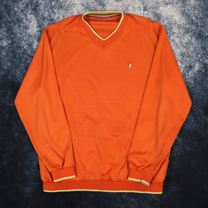 Vintage 90s Orange V Neck Golfino Sweatshirt | Large