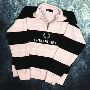 Vintage Pink & Black Fred Perry 1/4 Zip Sweatshirt | Size 8