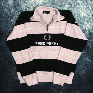 Vintage Pink & Black Fred Perry 1/4 Zip Sweatshirt | Size 8