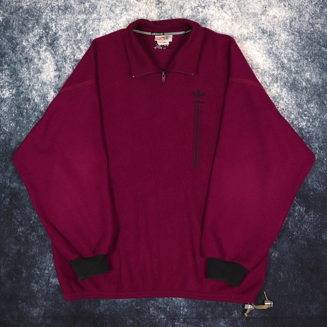 Vintage 90's Purple Adidas Trefoil 1/4 Zip Fleece Sweatshirt | XXL