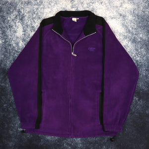 Vintage Purple & Black Cotton Traders Fleece Jacket | Medium