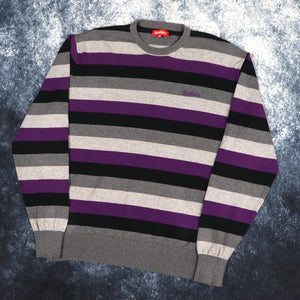 Vintage Purple, Black & Grey Striped Kickers Jumper | XL