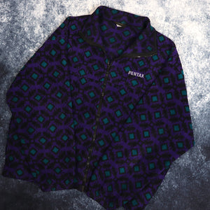 Vintage Purple, Black & Teal Pentax Fleece Jacket | Medium