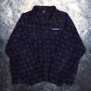 Vintage Purple, Black & Teal Pentax Fleece Jacket | Medium