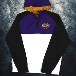 Vintage Purple, Black & White LA Lakers 1/4 Zip Windbreaker Jacket | Large