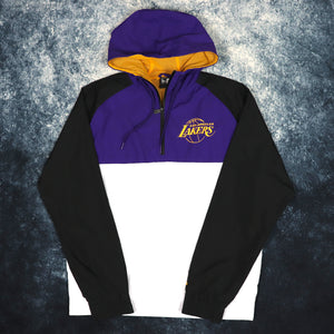 Vintage Purple, Black & White LA Lakers 1/4 Zip Windbreaker Jacket | Large